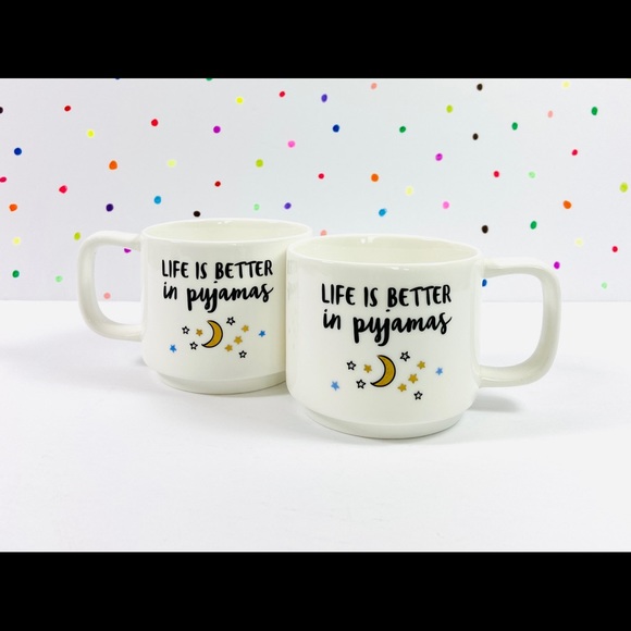 Indigo ~ “Life Is Better in pyjamas” ~ Set of 2 Mugs - Picture 3 of 8